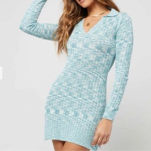 L*SPACE REVOLVE ARIA MINI SWEATER DRESS SIZE SMALL & MEDIUM BLUE $132